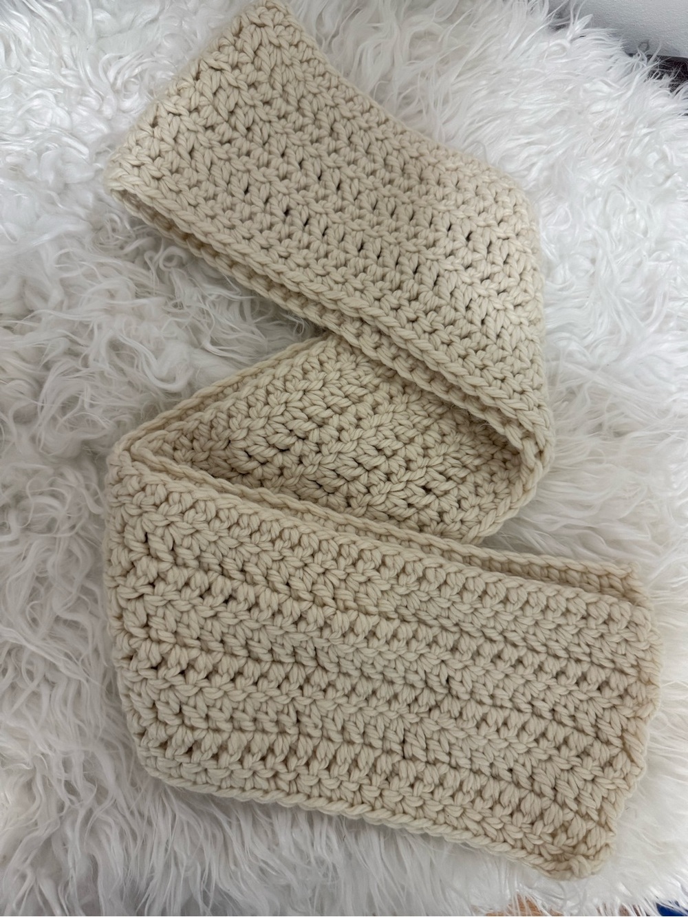 Handmade Crochet Scarf in Cream - Lightweight Cozy Wrap